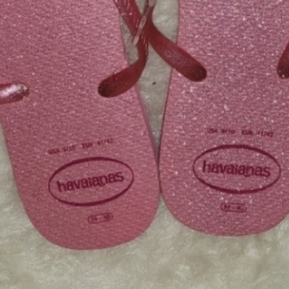 Havaianas Slim Pink Glitter Flip Flop Sandals size 9/10 - Picture 8 of 9